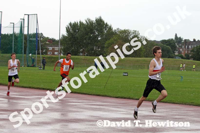 Joseph Milton (Liverpool Pembroke) winning the  under-15s 300 metres at the Northern Under-17s and 15s Championships, Liverpool.
